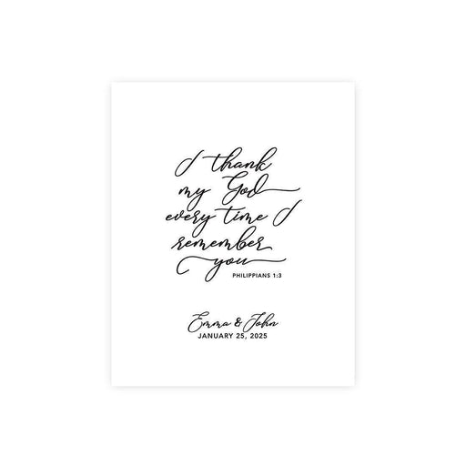 Custom Biblical Canvas Wedding Guestbook Welcome Signs-Set of 1-Andaz Press-I Thank My God Every Time I Remember You-