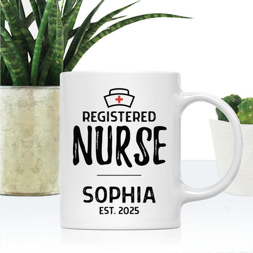 Custom Ceramic Nurse Coffee Mug Gifts-Set of 1-Andaz Press-Registered Nurse Custom Name Est. Year-