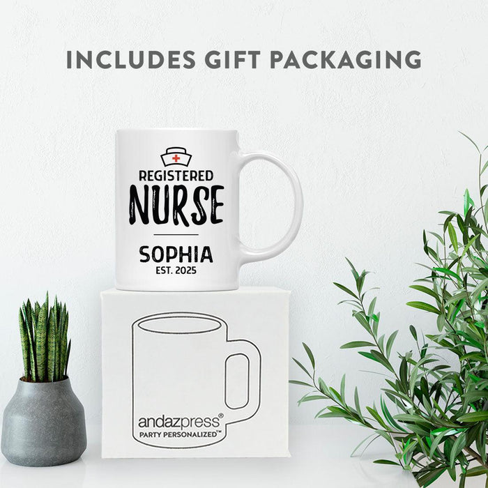 Custom Ceramic Nurse Coffee Mug Gifts-Set of 1-Andaz Press-Registered Nurse Custom Name Est. Year-