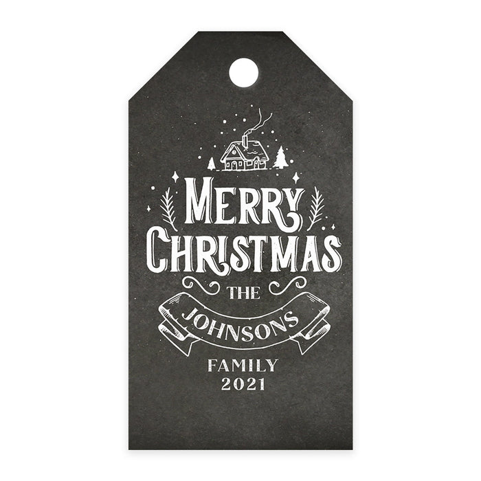 Black Gift Wrapping, Gift Tags, and a Christmas Card - Christmas