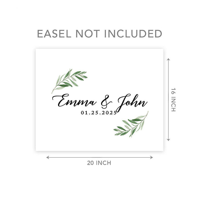 Custom Greenery Canvas Wedding Guestbook Welcome Signs-Set of 1-Andaz Press-Fall Leaf Greenery Monogram Wreath-