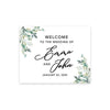 Custom Greenery Canvas Wedding Guestbook Welcome Signs-Set of 1-Andaz Press-Fall Leaf Greenery Monogram Wreath-