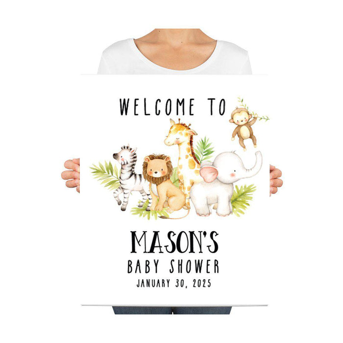 Custom Jungle Safari Baby Shower Canvas Welcome Signs-Set of 1-Andaz Press-Modern Tropical Jungle-