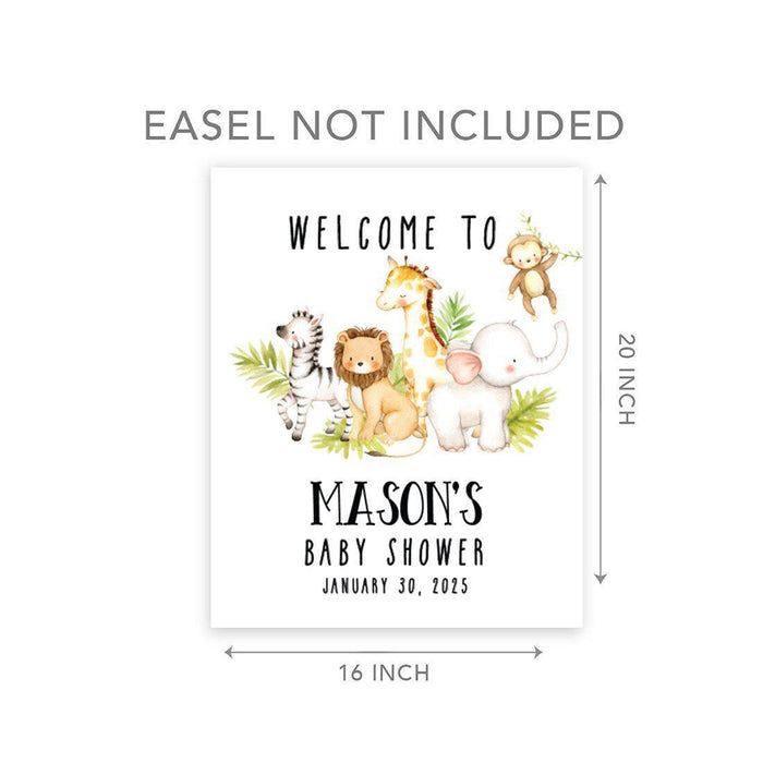 Custom Jungle Safari Baby Shower Canvas Welcome Signs-Set of 1-Andaz Press-Modern Tropical Jungle-