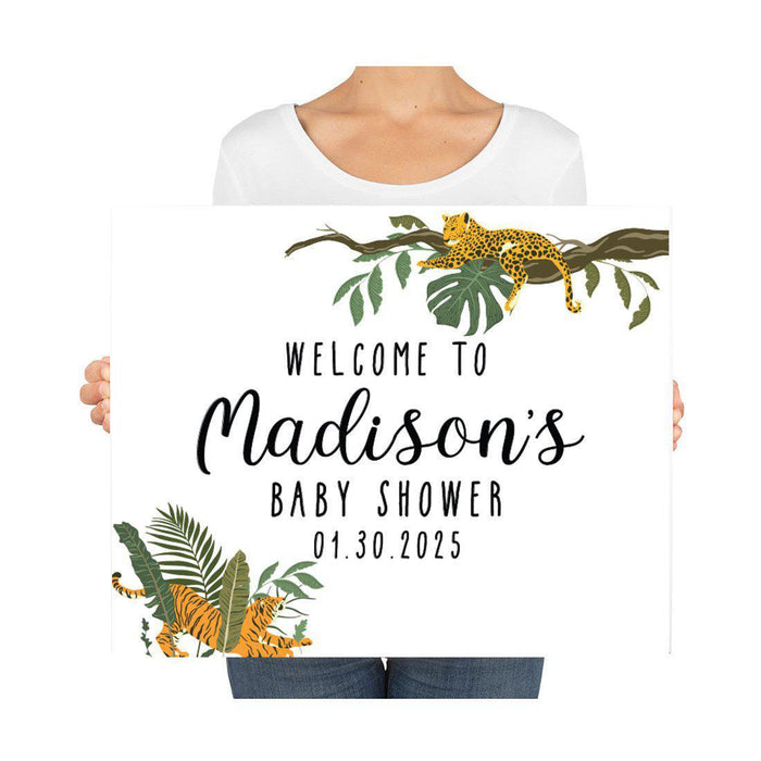 Custom Jungle Safari Baby Shower Canvas Welcome Signs-Set of 1-Andaz Press-Modern Tropical Jungle-