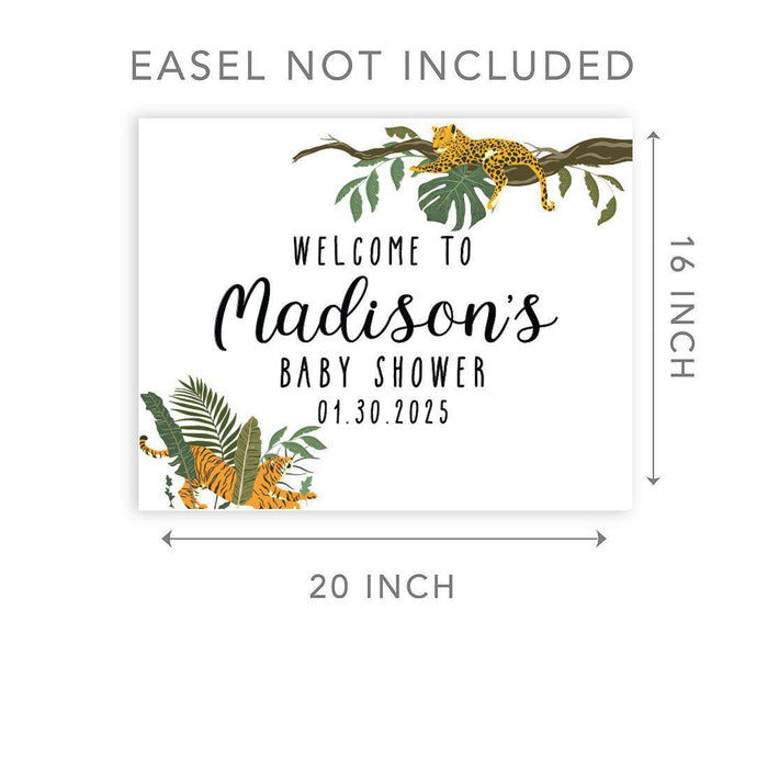 Custom Jungle Safari Baby Shower Canvas Welcome Signs-Set of 1-Andaz Press-Modern Tropical Jungle-