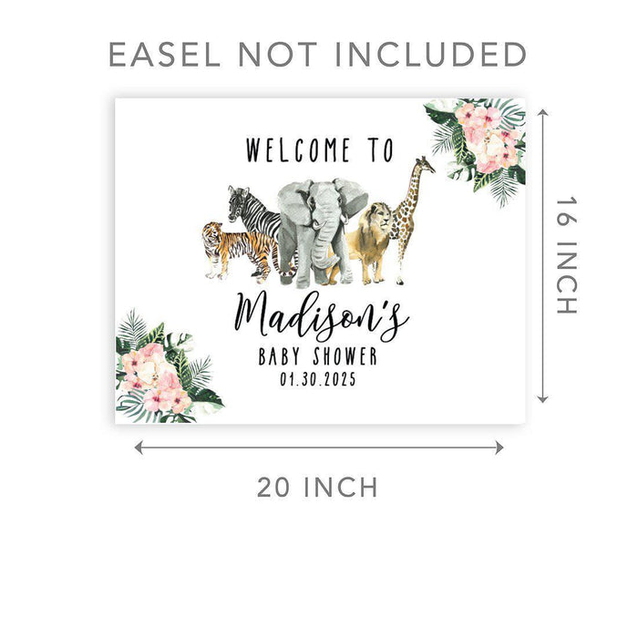 Custom Jungle Safari Baby Shower Canvas Welcome Signs-Set of 1-Andaz Press-Modern Tropical Jungle-