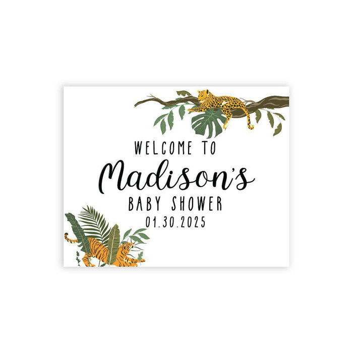 Custom Jungle Safari Baby Shower Canvas Welcome Signs-Set of 1-Andaz Press-Modern Tropical Jungle-