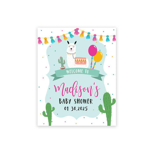 Custom Llama Baby Shower Canvas Welcome Signs-Set of 1-Andaz Press-Mama Llama-