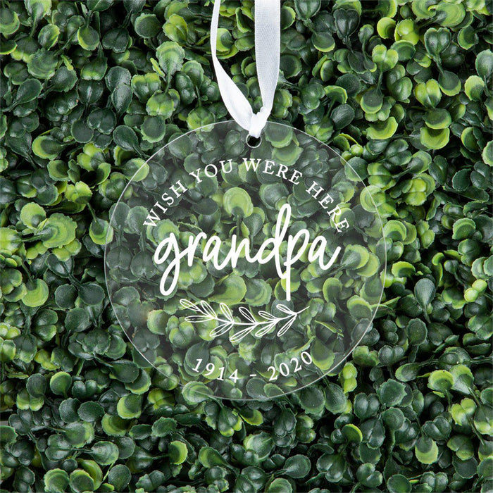 Custom Memorial Round Clear Acrylic Christmas Tree Ornament Keepsake-Set of 1-Andaz Press-Grandpa Custom-