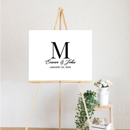 Custom Modern Canvas Wedding Guestbook Welcome Signs-Set of 1-Andaz Press-Minimalist Modern Monogram-