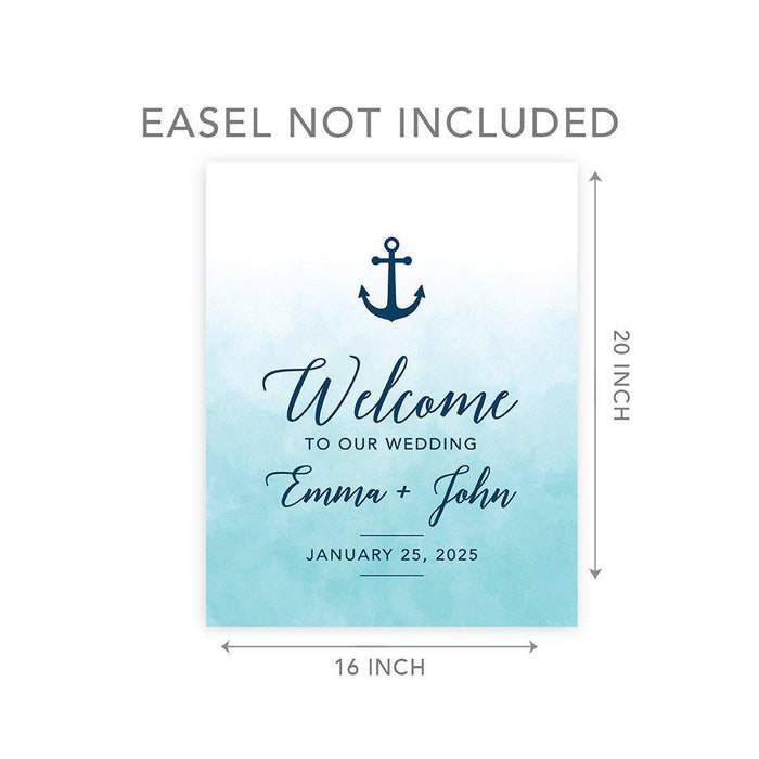 Custom Nautical Canvas Wedding Guestbook Welcome Signs-Set of 1-Andaz Press-Nautical Floral Anchor-