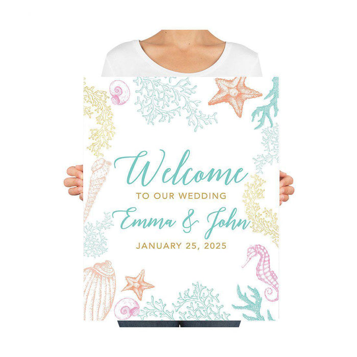 Custom Nautical Canvas Wedding Guestbook Welcome Signs-Set of 1-Andaz Press-Nautical Floral Anchor-