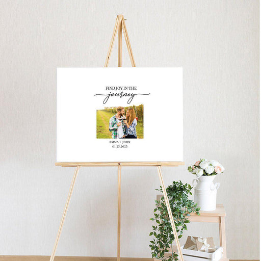 Custom Photo Canvas Wedding Guestbook Welcome Signs-Set of 1-Andaz Press-Photo Find Joy In The Journey-