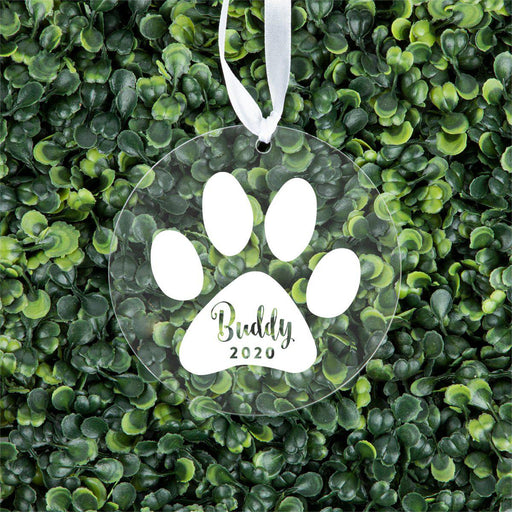 Custom Round Clear Acrylic Christmas Tree Ornament Keepsake, Pet Memorial, For Pet Lovers, Dog Lovers, Dog Parents-Set of 1-Andaz Press-Pet Dog-