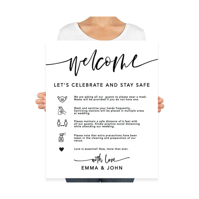 Custom Social Distance Canvas Wedding Party Signs, Welcome Let's Celebrate and Stay Safe-Set of 1-Andaz Press-Celebrate Canvas-