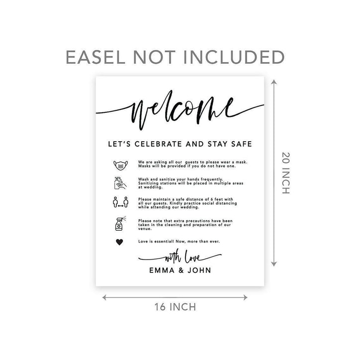 Custom Social Distance Canvas Wedding Party Signs, Welcome Let's Celebrate and Stay Safe-Set of 1-Andaz Press-Celebrate Canvas-