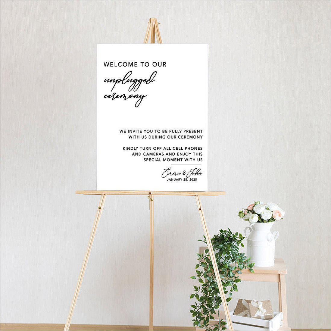 Custom Unplugged Ceremony Canvas Wedding Signs