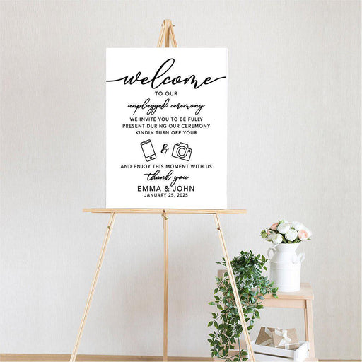 Custom Unplugged Ceremony Canvas Wedding Signs-Set of 1-Andaz Press-Enjoy This Moment With Us-