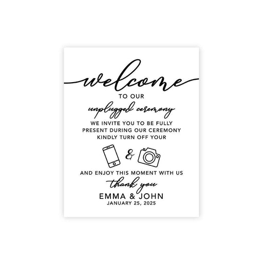 Custom Unplugged Ceremony Canvas Wedding Signs-Set of 1-Andaz Press-Enjoy This Moment With Us-