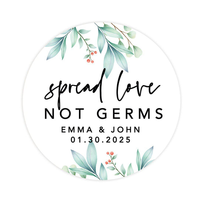 Custom Wedding Round Circle Label Stickers, You Can't Quarantine Love, Wedding Favor Label Stickers-Set of 120-Andaz Press-Foliage-