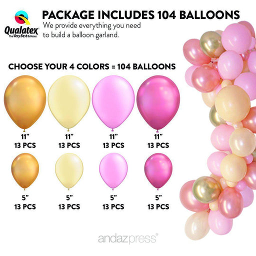 DIY Custom 104-PC Balloon Garland Arch Kit-Set of 1-Andaz Press-Balloon Kit-