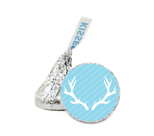 Deer Antlers Hershey's Kiss Baby Shower Stickers-Set of 216-Andaz Press-Boy-