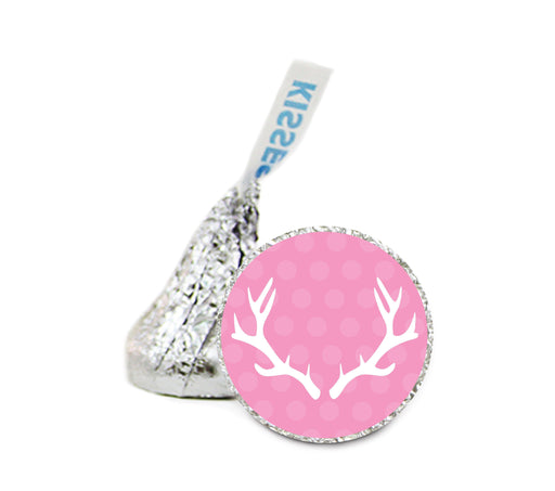 Deer Antlers Hershey's Kiss Baby Shower Stickers-Set of 216-Andaz Press-Girl-