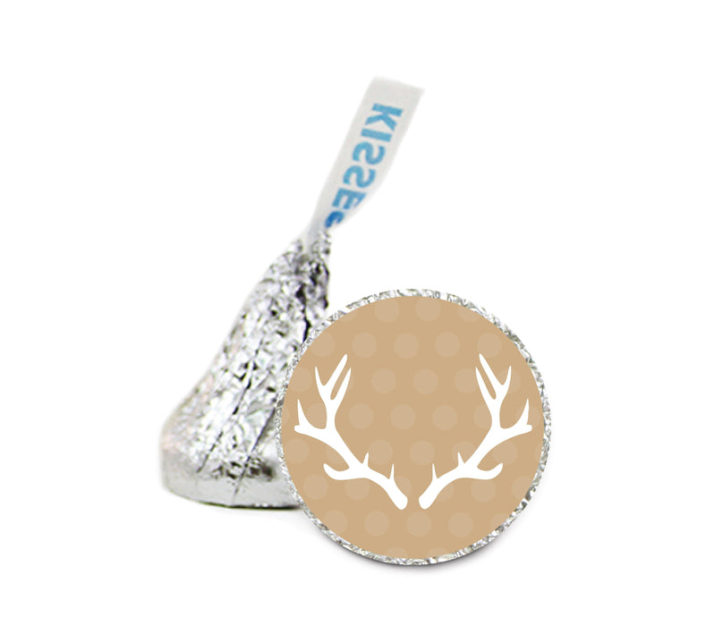 Deer Antlers Hershey's Kiss Baby Shower Stickers-Set of 216-Andaz Press-Neutral-