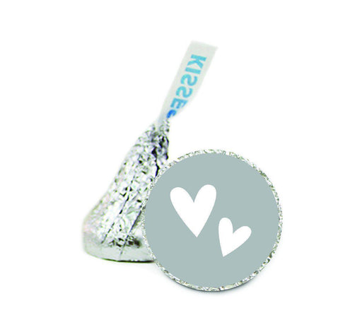 Double Hearts Wedding Hershey's Kiss Stickers-Set of 216-Andaz Press-Gray-