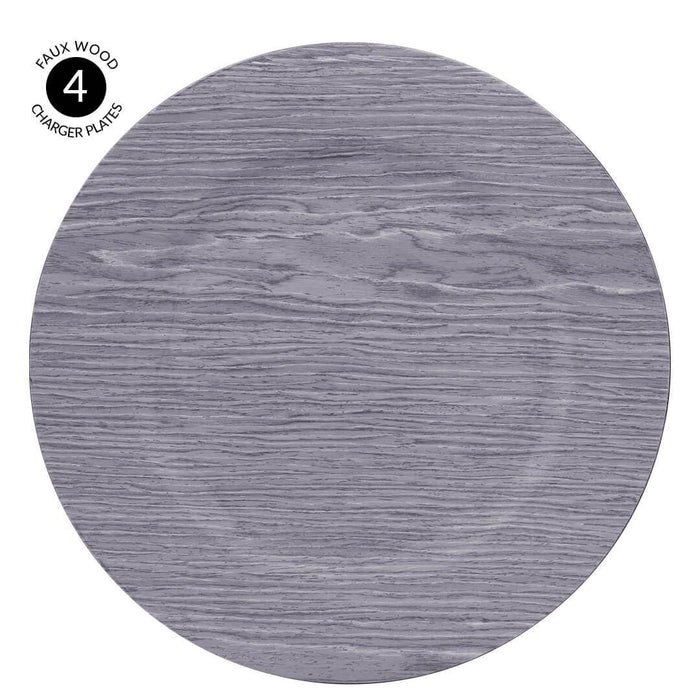 Driftwood Faux Wood Charger Plates-Set of 4-Koyal Wholesale-