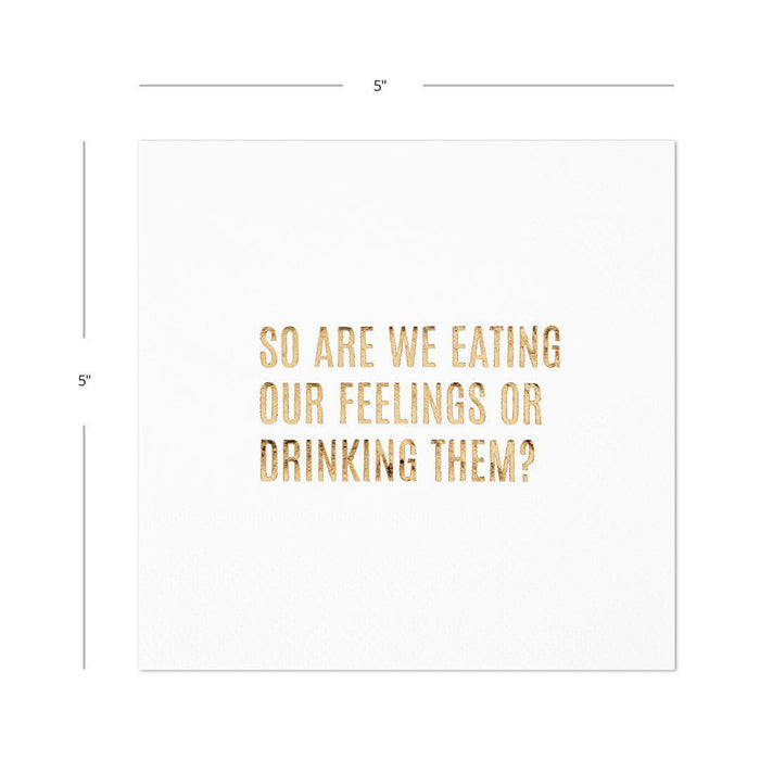 Eating or Drinking Our Feelings Funny Cocktail Napkins-Set of 100-Andaz Press-Gold-