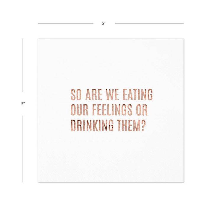 Eating or Drinking Our Feelings Funny Cocktail Napkins-Set of 100-Andaz Press-Gold-