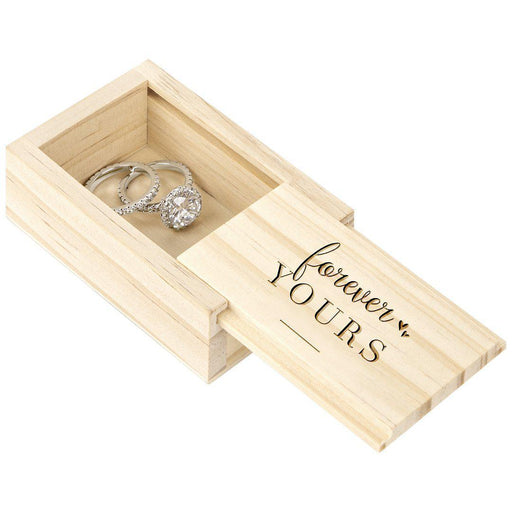 Engraved Wood Sliding Ring Boxes-Set of 1-Koyal Wholesale-Forever Yours-