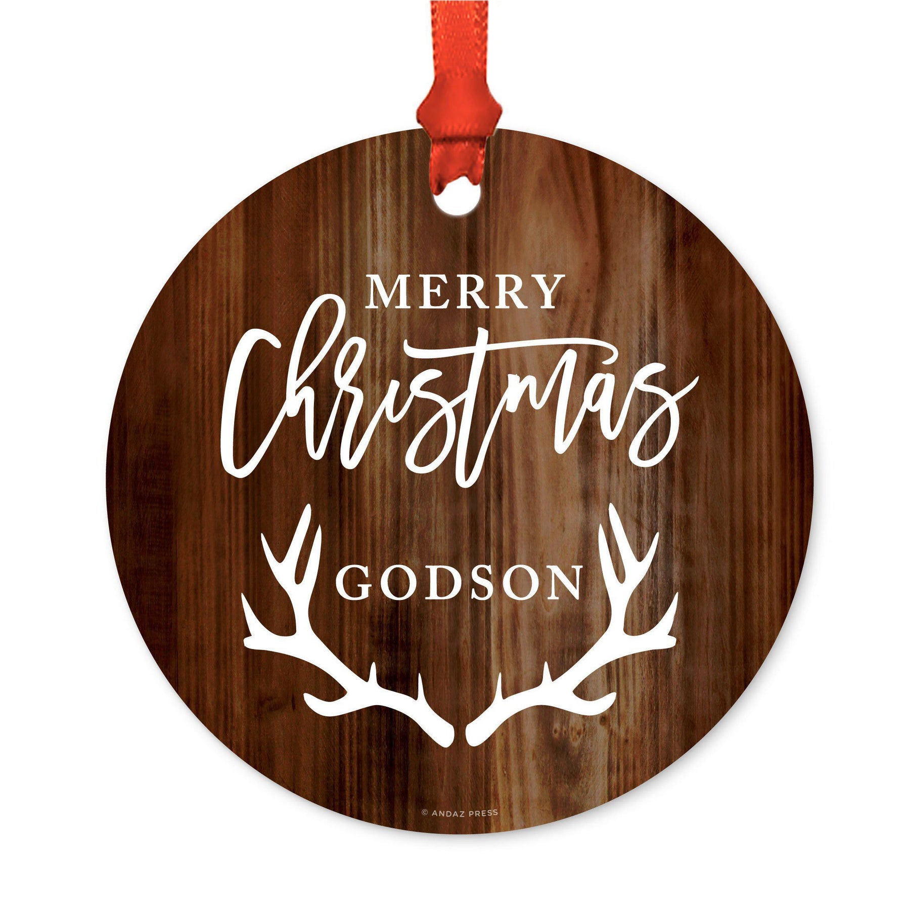 Family Metal Christmas Ornament Rustic Wood-Set of 1-Andaz Press-Godson-