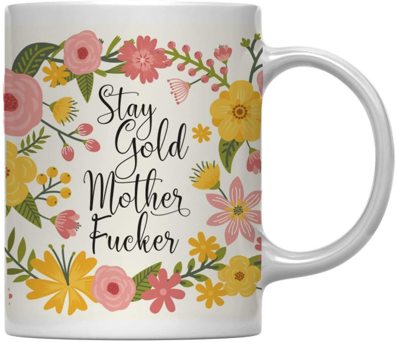 Floral Flowers with Funny Rude Quote Ceramic Coffee Mug-Set of 1-Andaz Press-Do Epic Shit-