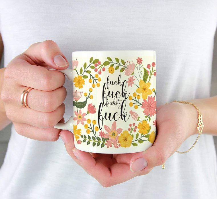 Floral Flowers with Quote Coffee Mug Gift, Fuck Fuck Fuckity Fuck-Set of 1-Andaz Press-