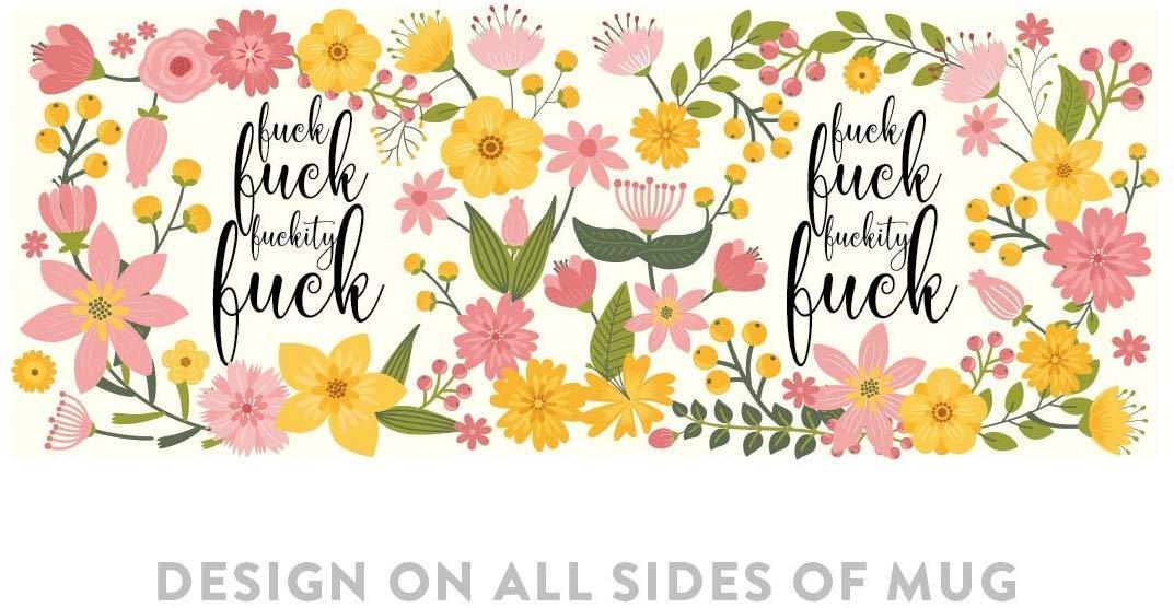 Floral Flowers with Quote Coffee Mug Gift, Fuck Fuck Fuckity Fuck-Set of 1-Andaz Press-