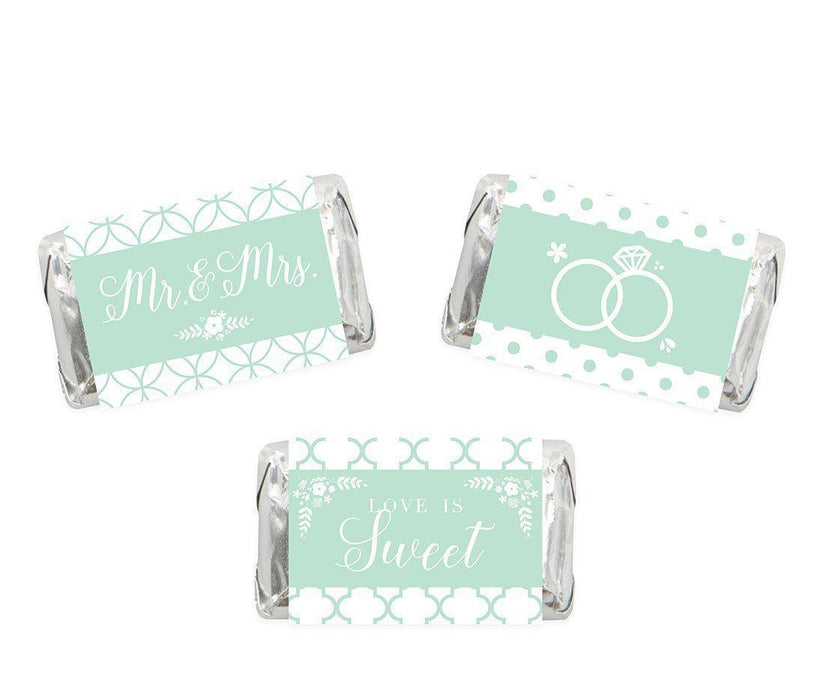 Floral Mint Green Wedding Hershey's Miniatures Mini Candy Bar Wrappers-Set of 36-Andaz Press-