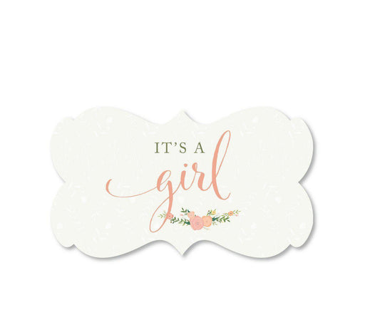 Floral Roses Girl Baby Shower Fancy Frame Label Stickers-Set of 36-Andaz Press-It's A Girl-