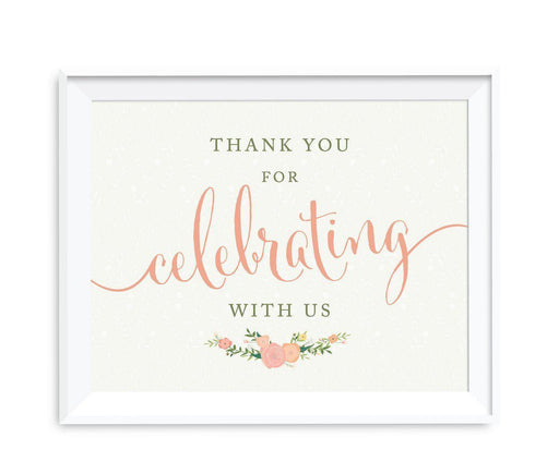 Floral Roses Girl Baby Shower Party Signs-Set of 1-Andaz Press-Thank You For Celebrating With Us!-