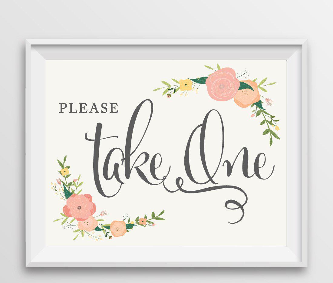 Printable Floral Please Take One Sign