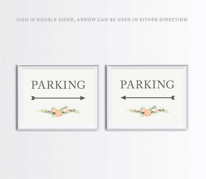 Floral Roses Wedding Party Directional Signs, Double-Sided Big Arrow-Set of 1-Andaz Press-Restrooms-