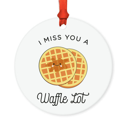 Food Pun 2 Round MDF Christmas Tree Ornaments-Set of 1-Andaz Press-Waffle-