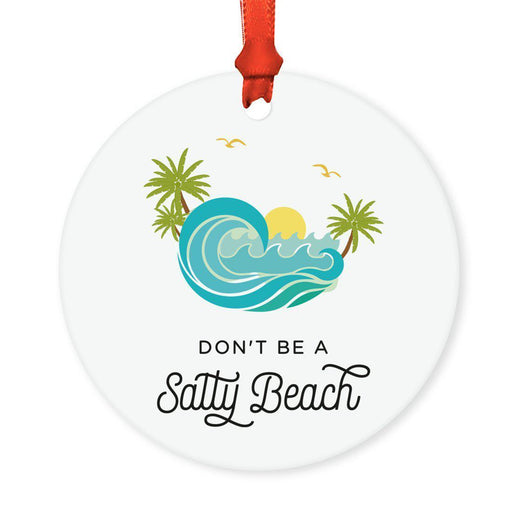 Food Pun 4 Round MDF Christmas Tree Ornaments-Set of 1-Andaz Press-Salty Beach-