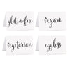 Food Station Buffet Menu Place Cards, Formal Black & White-Set of 20-Andaz Press-Vegan, Vegetarian, Gluten-Free, Eggless-