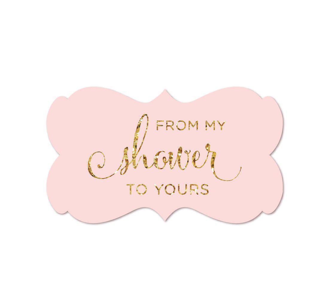 From My Shower to Yours Fancy Frame Label Stickers, Blush Pink Gold Glitter-Set of 36-Andaz Press-