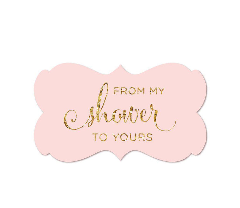 From My Shower to Yours Fancy Frame Label Stickers, Blush Pink Gold Glitter-Set of 36-Andaz Press-