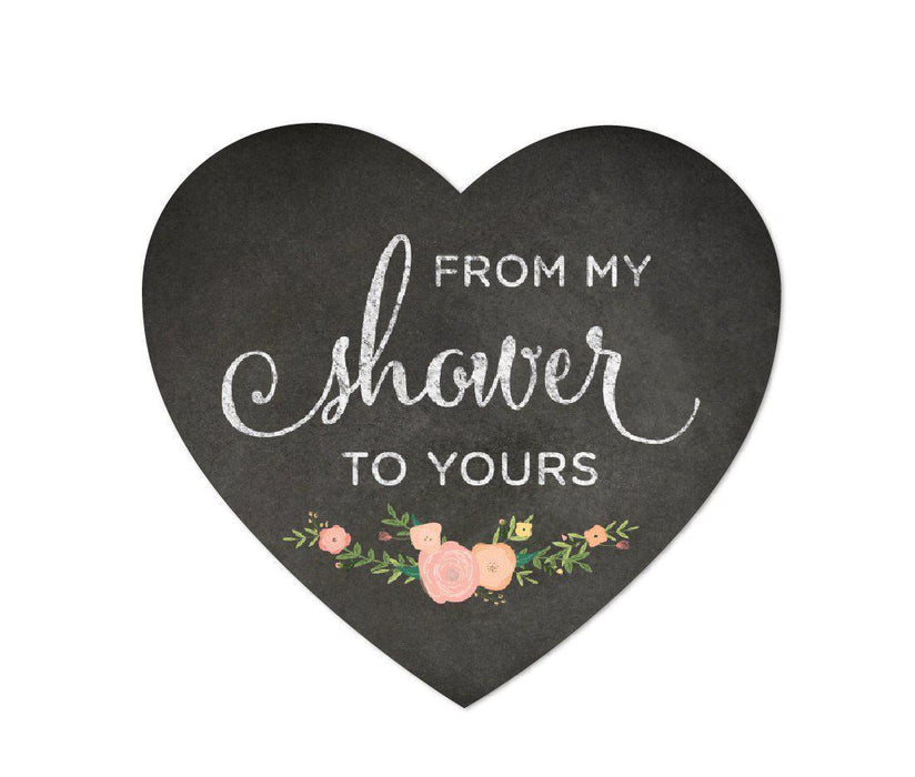 From My Shower to Yours Heart Label Stickers, Chalkboard Floral Roses-Set of 75-Andaz Press-