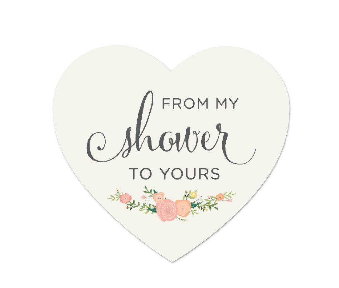 From My Shower to Yours Heart Label Stickers, Floral Roses-Set of 75-Andaz Press-